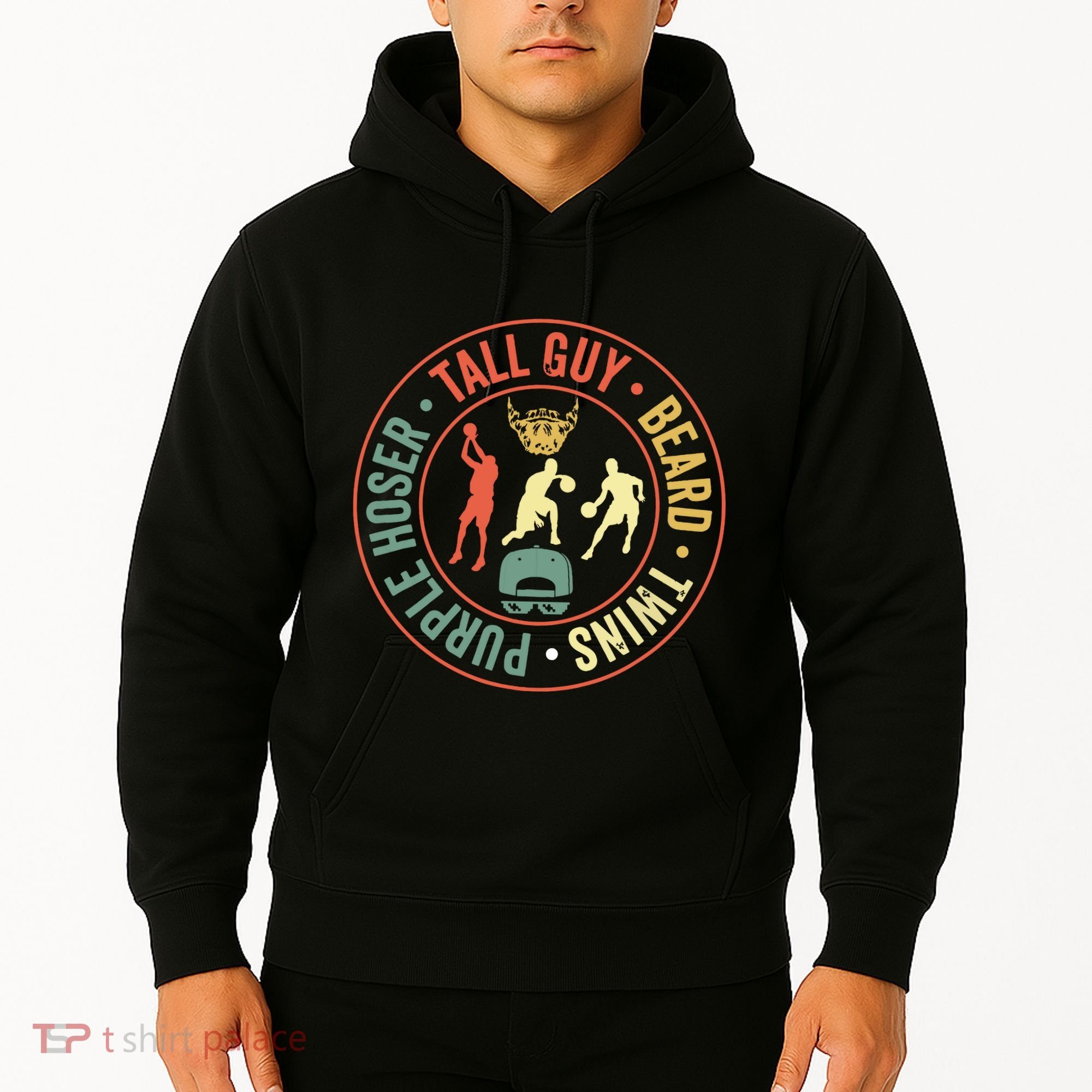 Perfect For Dude Tall Guy Beard Twins Purple Hoser Hoodie