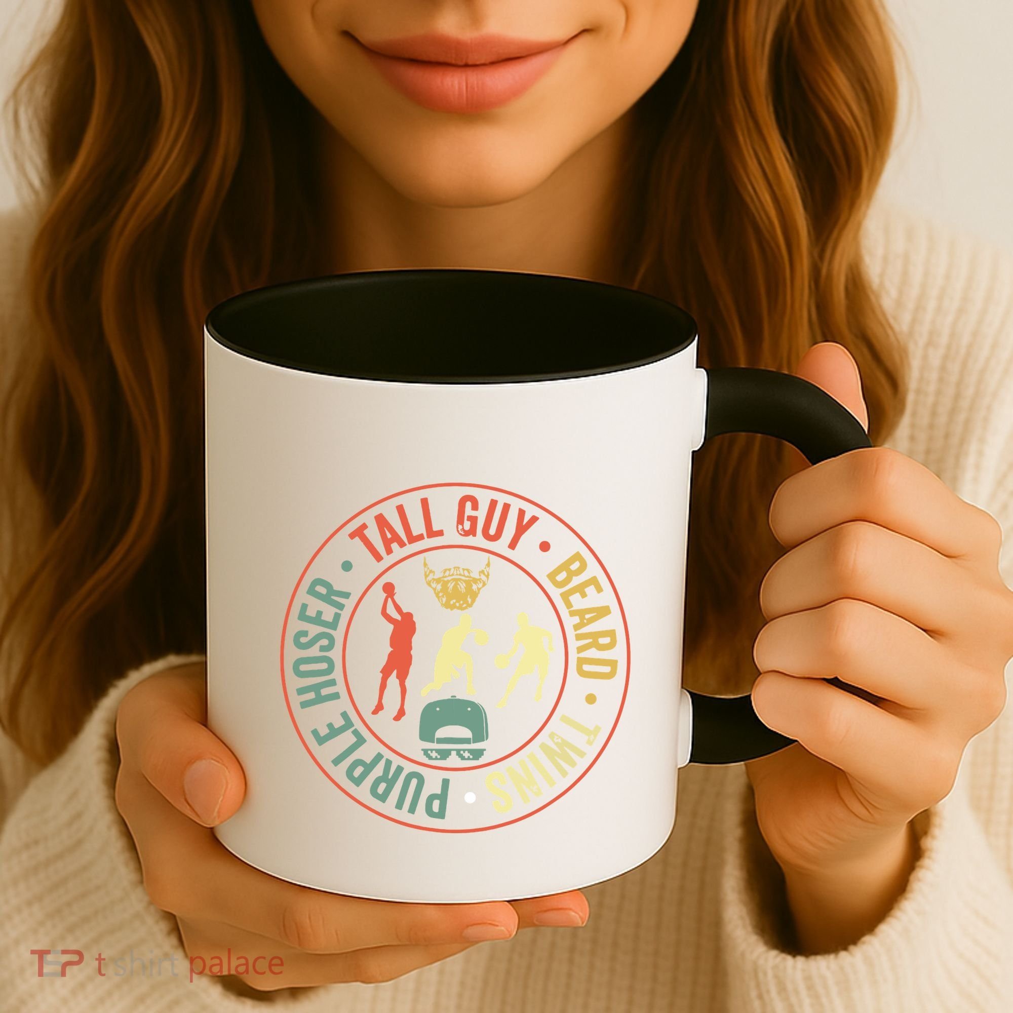 Perfect For Dude Tall Guy Beard Twins Purple Hoser Coffee Mug