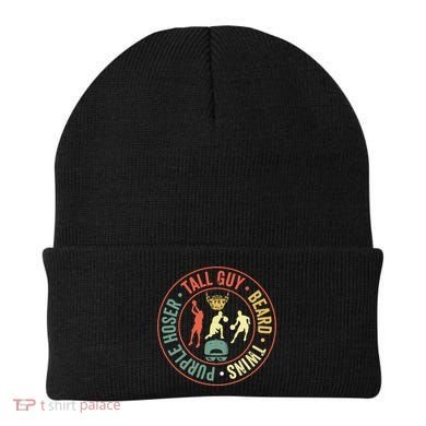 Perfect For Dude Tall Guy Beard Twins Purple Hoser Beanie