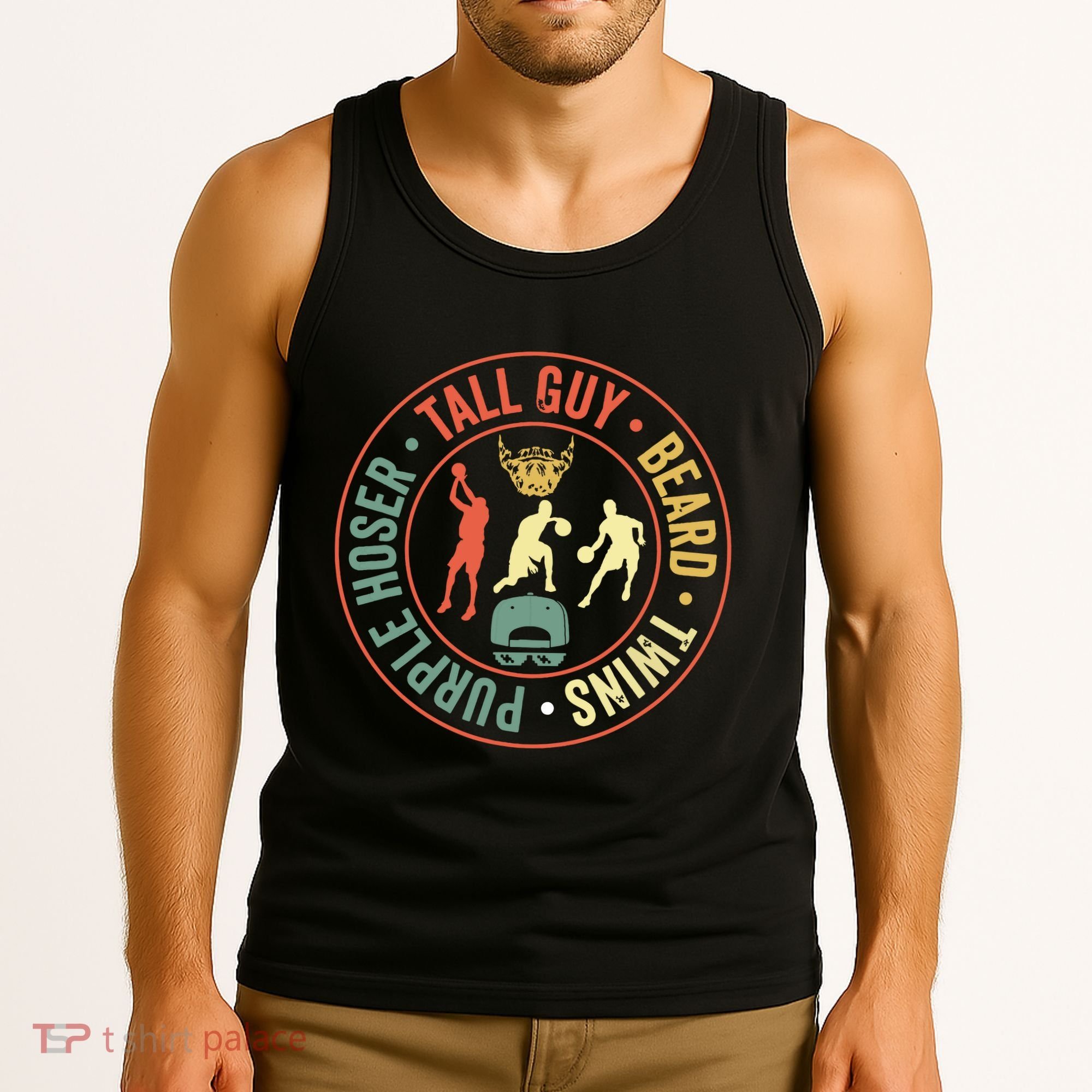 Perfect For Dude Tall Guy Beard Twins Purple Hoser Tank Top