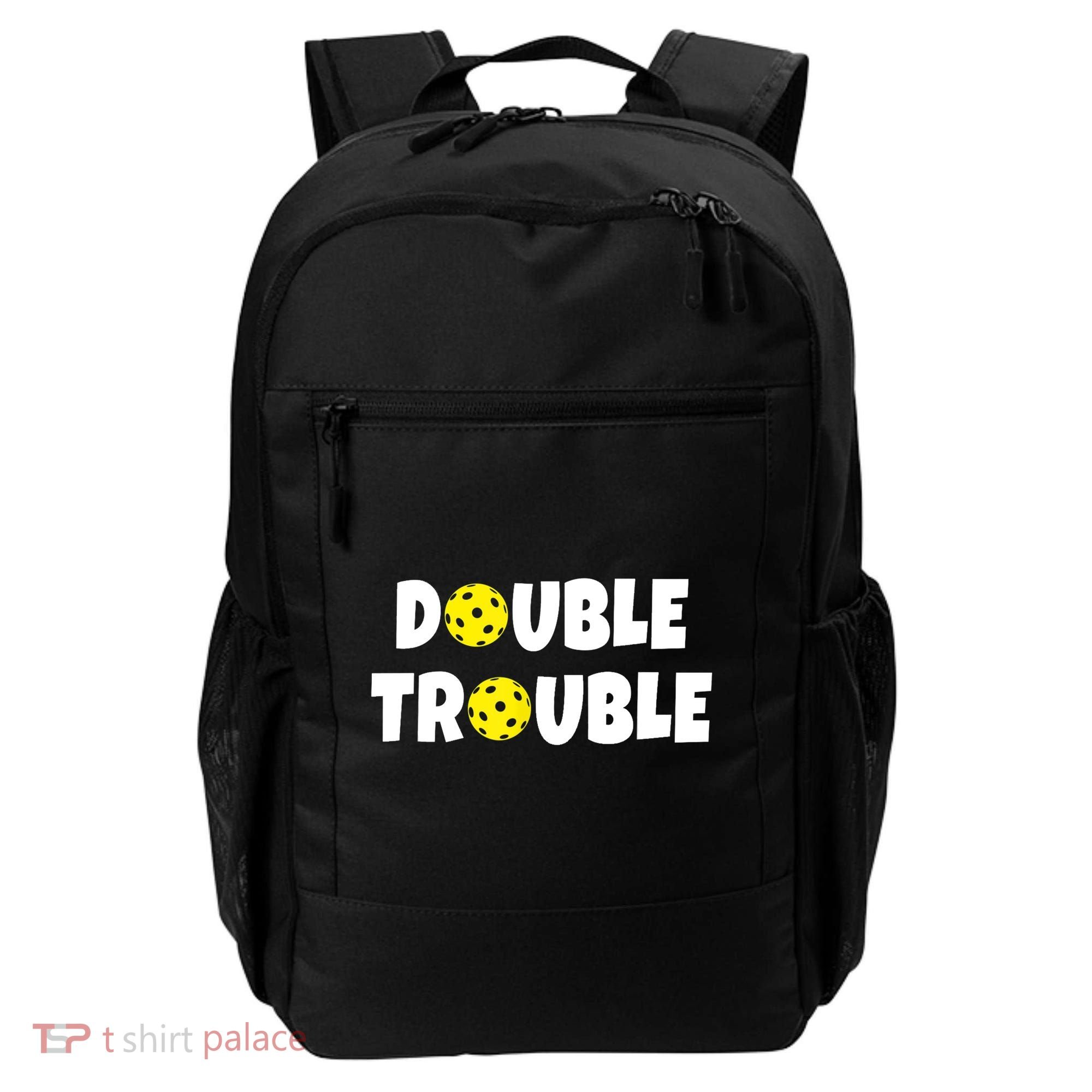 Pickleball Funny Double Trouble Team TShirt Backpack