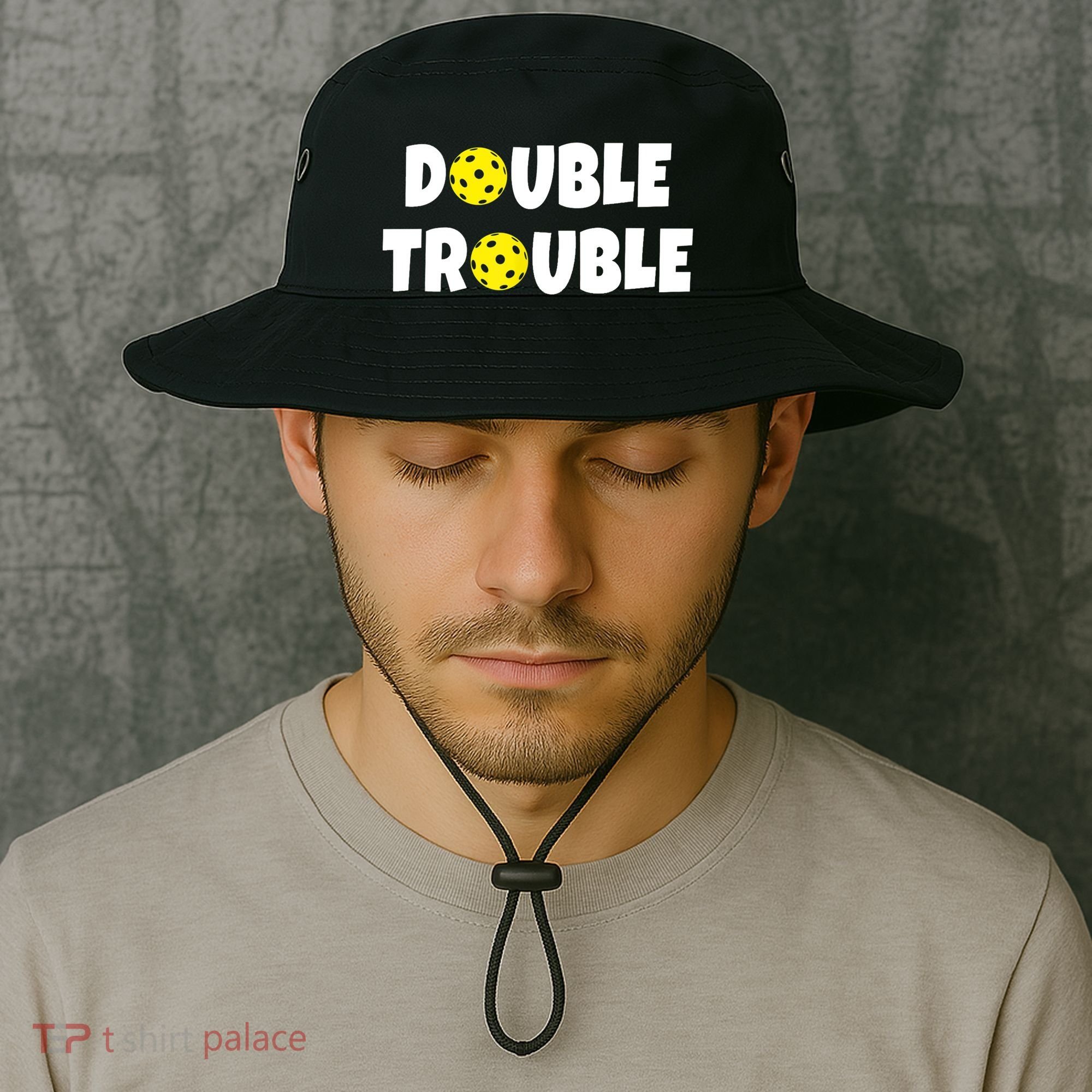 Pickleball Funny Double Trouble Team TShirt Bucket Hat