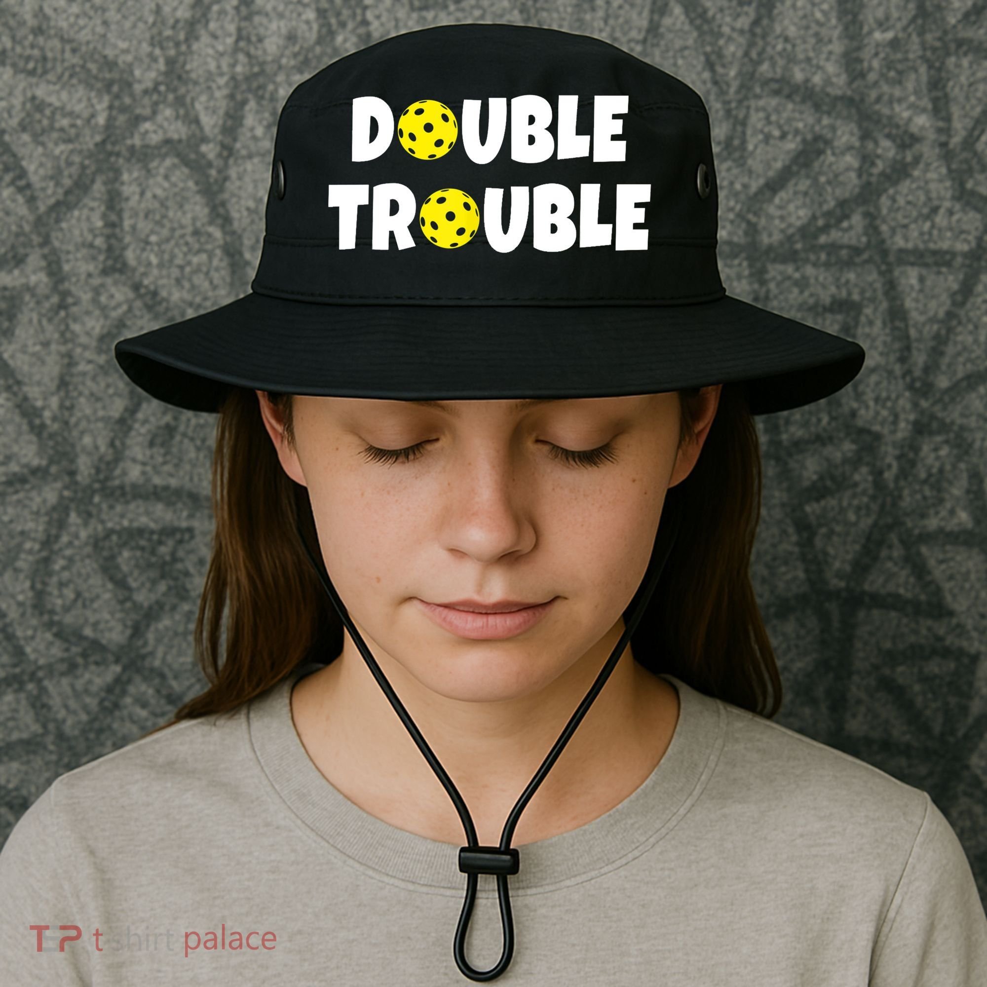 Pickleball Funny Double Trouble Team TShirt Bucket Hat
