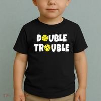 Pickleball Funny Double Trouble Team TShirt Toddler T-Shirt thumb 2