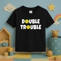 Pickleball Funny Double Trouble Team TShirt Toddler T-Shirt thumb 3