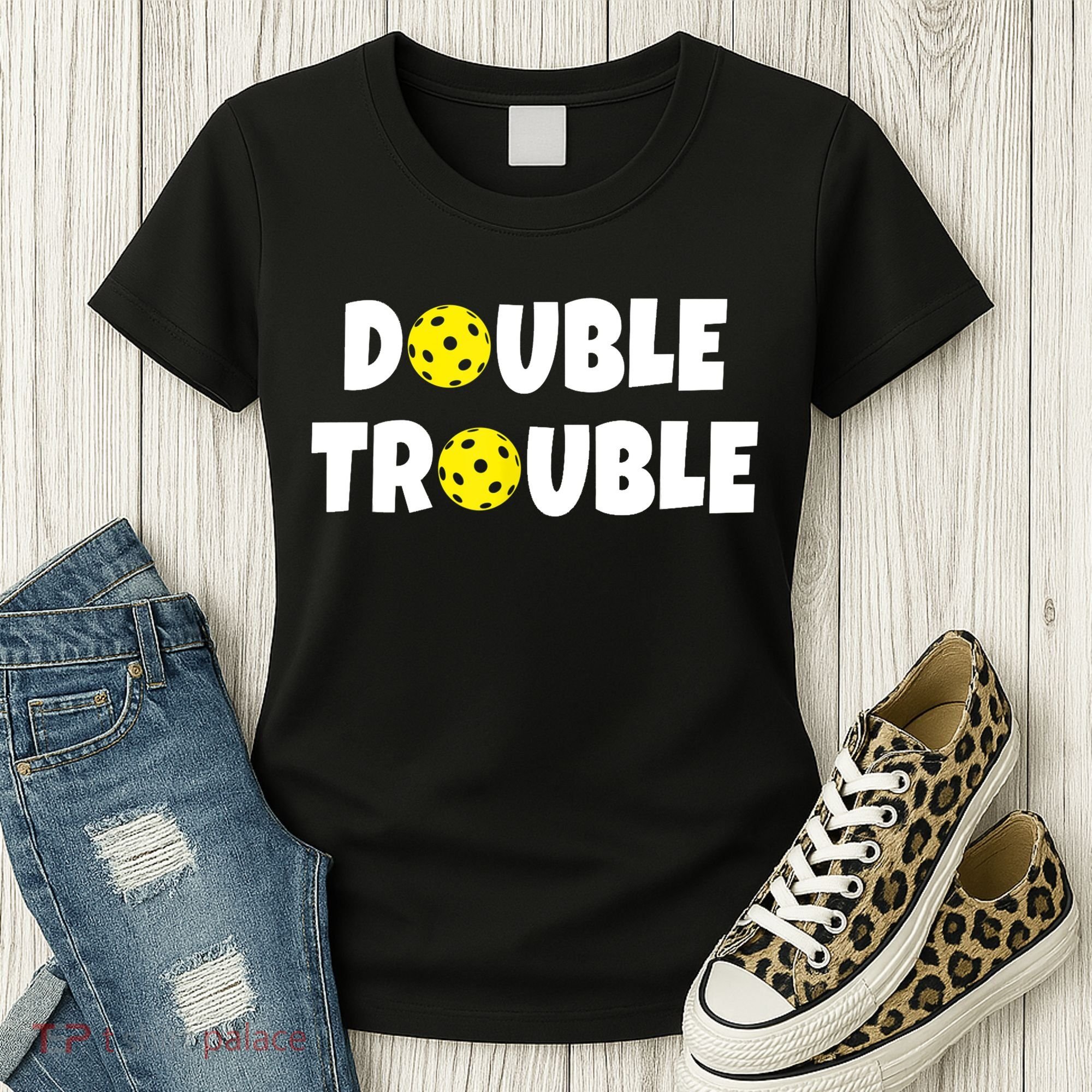 Pickleball Funny Double Trouble Team TShirt Women's T-Shirt