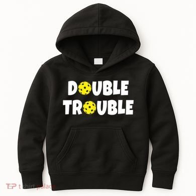 Pickleball Funny Double Trouble Team TShirt Kids Hoodie