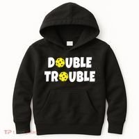 Pickleball Funny Double Trouble Team TShirt Kids Hoodie thumb 0