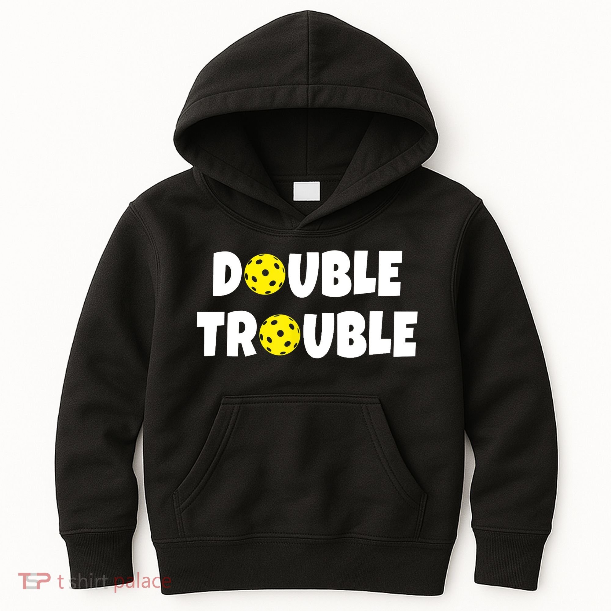 Pickleball Funny Double Trouble Team TShirt Kids Hoodie