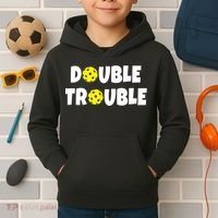 Pickleball Funny Double Trouble Team TShirt Kids Hoodie thumb 2