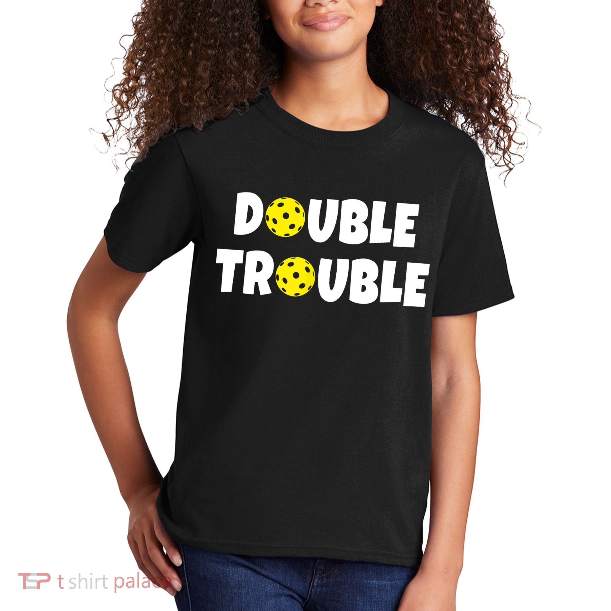 Pickleball Funny Double Trouble Team TShirt Kids T-Shirt