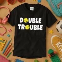 Pickleball Funny Double Trouble Team TShirt Kids T-Shirt thumb 3