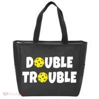 Pickleball Funny Double Trouble Team TShirt Tote Bag thumb 0