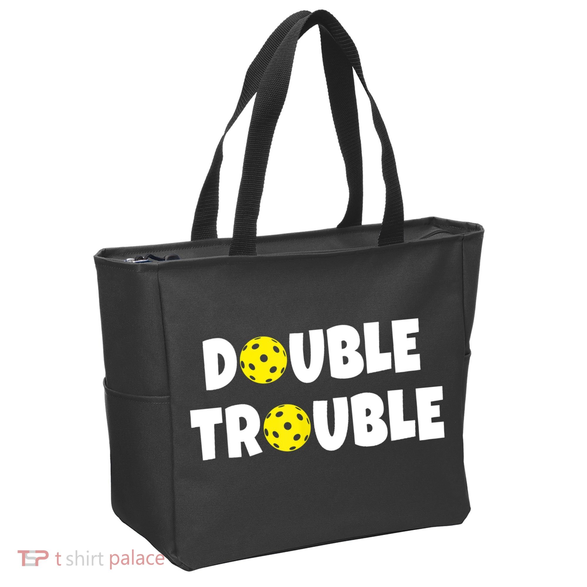 Pickleball Funny Double Trouble Team TShirt Tote Bag