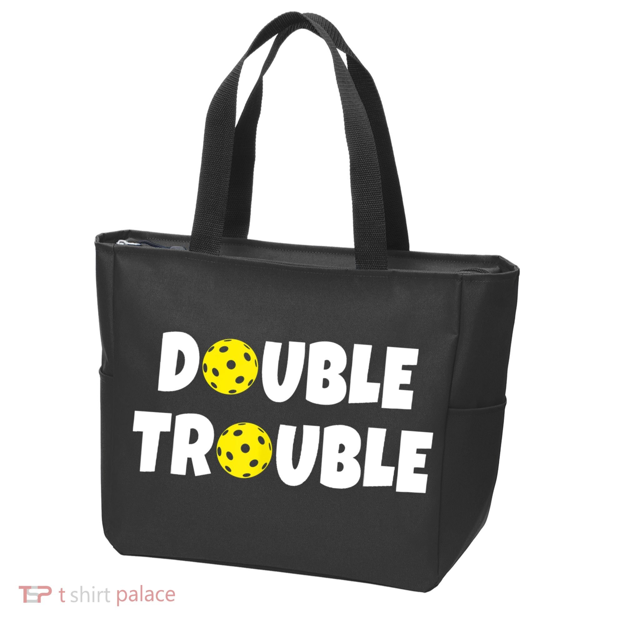 Pickleball Funny Double Trouble Team TShirt Tote Bag