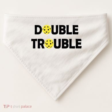 Pickleball Funny Double Trouble Team USA-Made Doggie Bandana