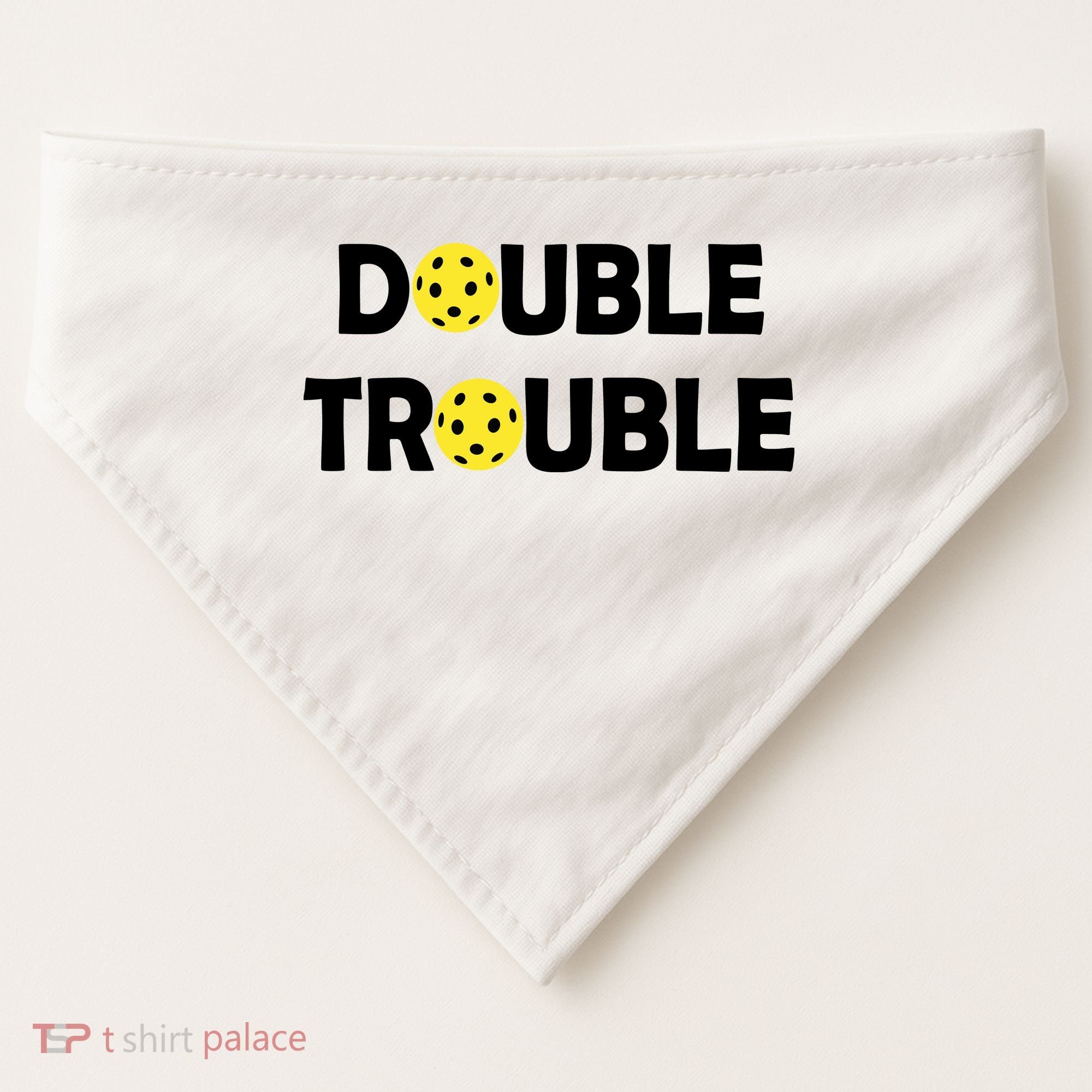 Pickleball Funny Double Trouble Team USA-Made Doggie Bandana