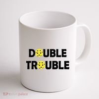 Pickleball Funny Double Trouble Team Coffee Mug thumb 1