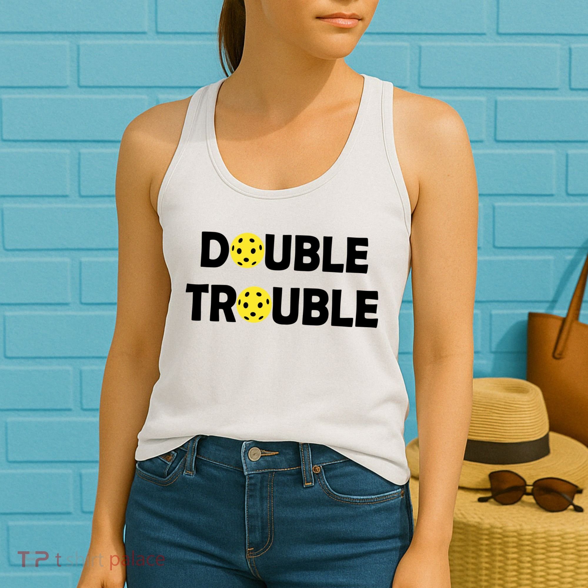 Pickleball Funny Double Trouble Team Women's Tank Top