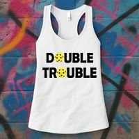 Pickleball Funny Double Trouble Team Women's Tank Top thumb 3