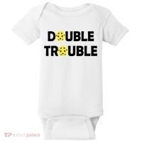 Pickleball Funny Double Trouble Team Baby Bodysuit thumb 0