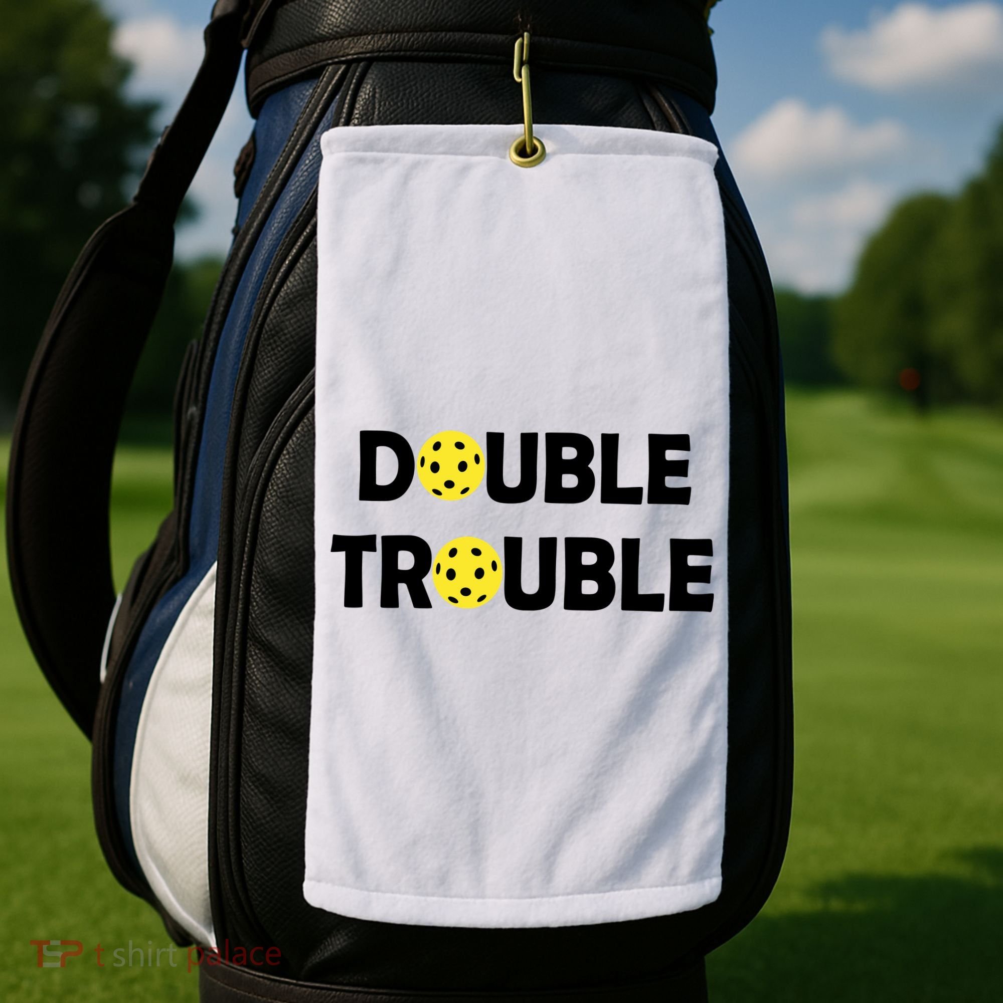 Pickleball Funny Double Trouble Team Golf Towel