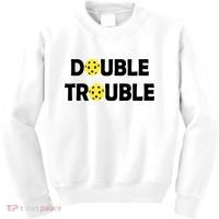 Pickleball Funny Double Trouble Team Kids Sweatshirt thumb 0