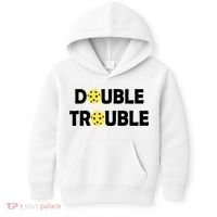 Pickleball Funny Double Trouble Team Kids Hoodie thumb 0
