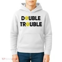 Pickleball Funny Double Trouble Team Kids Hoodie thumb 4