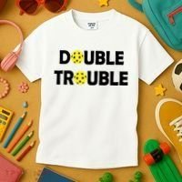 Pickleball Funny Double Trouble Team Kids T-Shirt thumb 3