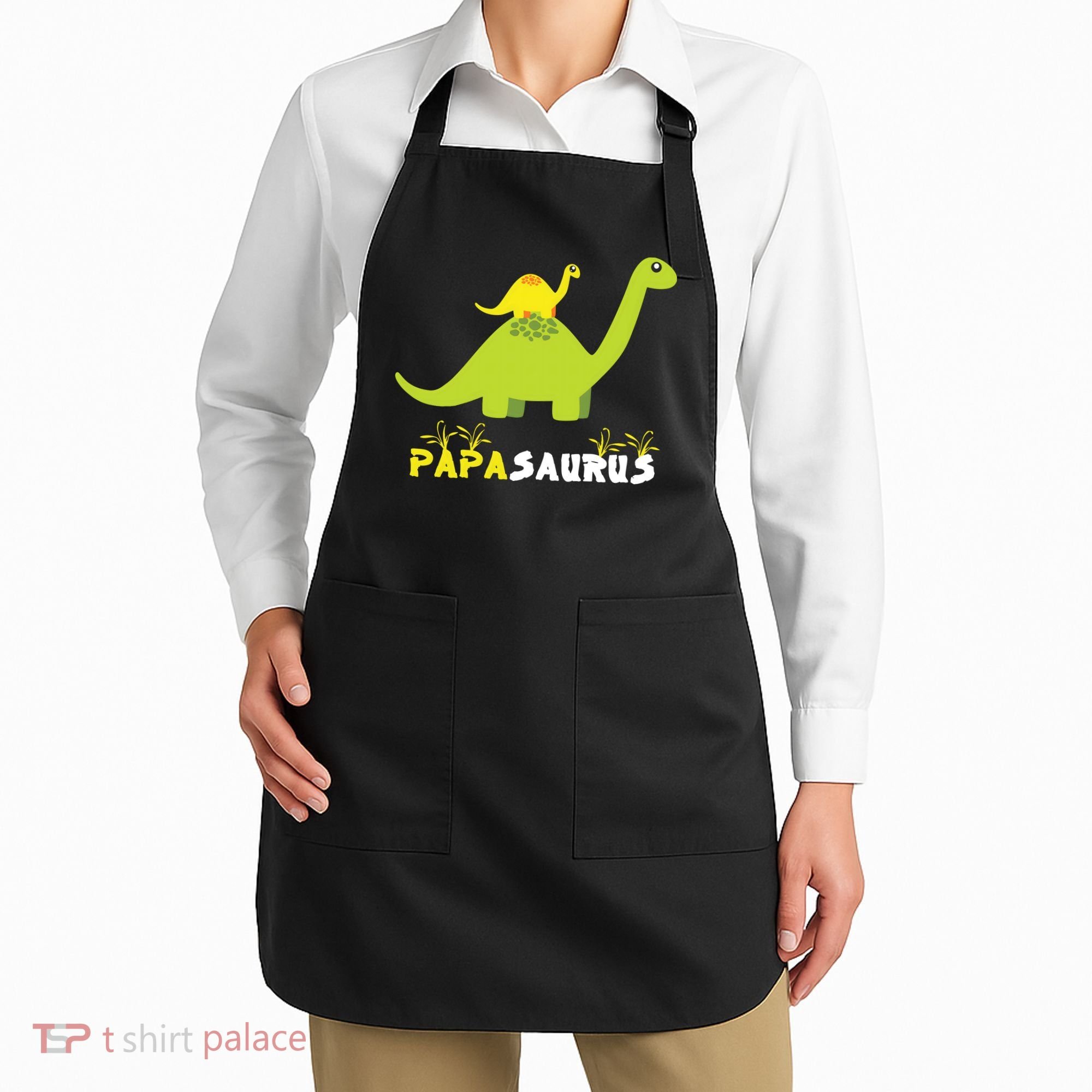 Papasaurus Funny Dinosaur Dad Papa Saurus Father's Day Apron
