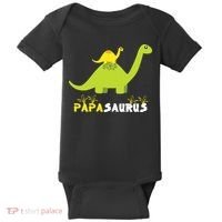 Papasaurus Funny Dinosaur Dad Papa Saurus Father's Day Baby Bodysuit thumb 0
