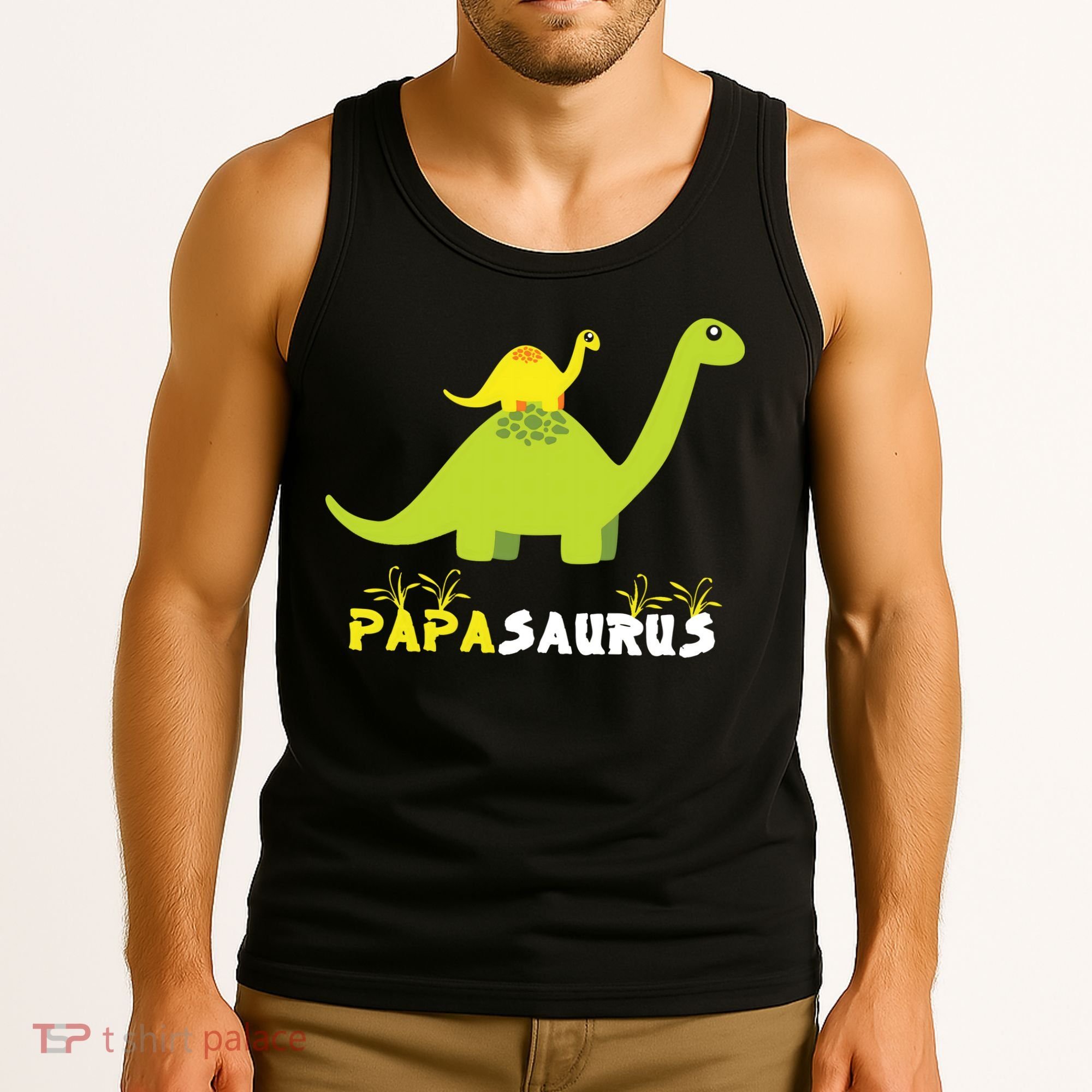Papasaurus Funny Dinosaur Dad Papa Saurus Father's Day Tank Top