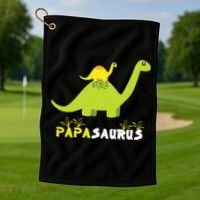 Papasaurus Funny Dinosaur Dad Papa Saurus Father's Day Golf Towel thumb 1
