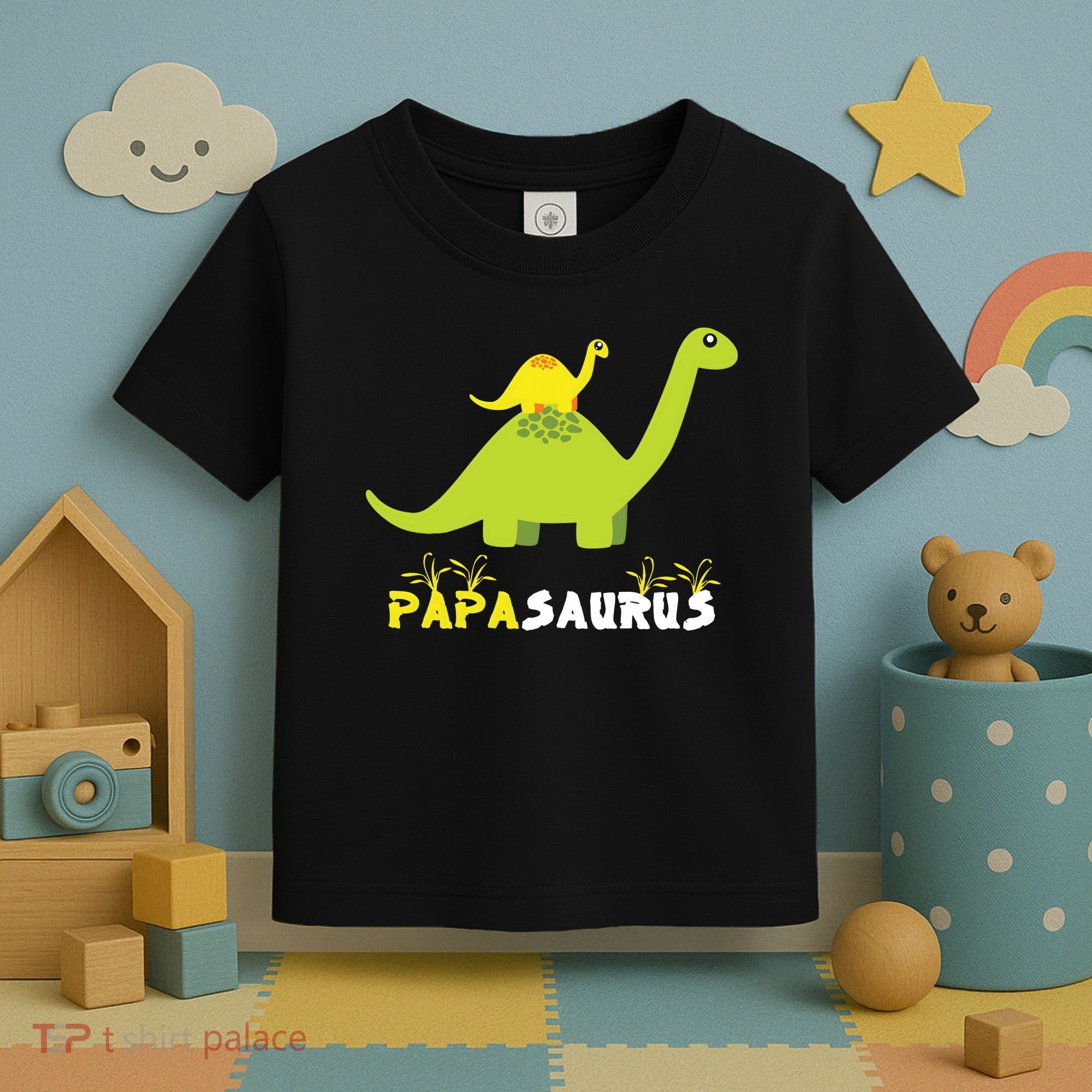 Papasaurus Funny Dinosaur Dad Papa Saurus Father's Day Toddler T-Shirt