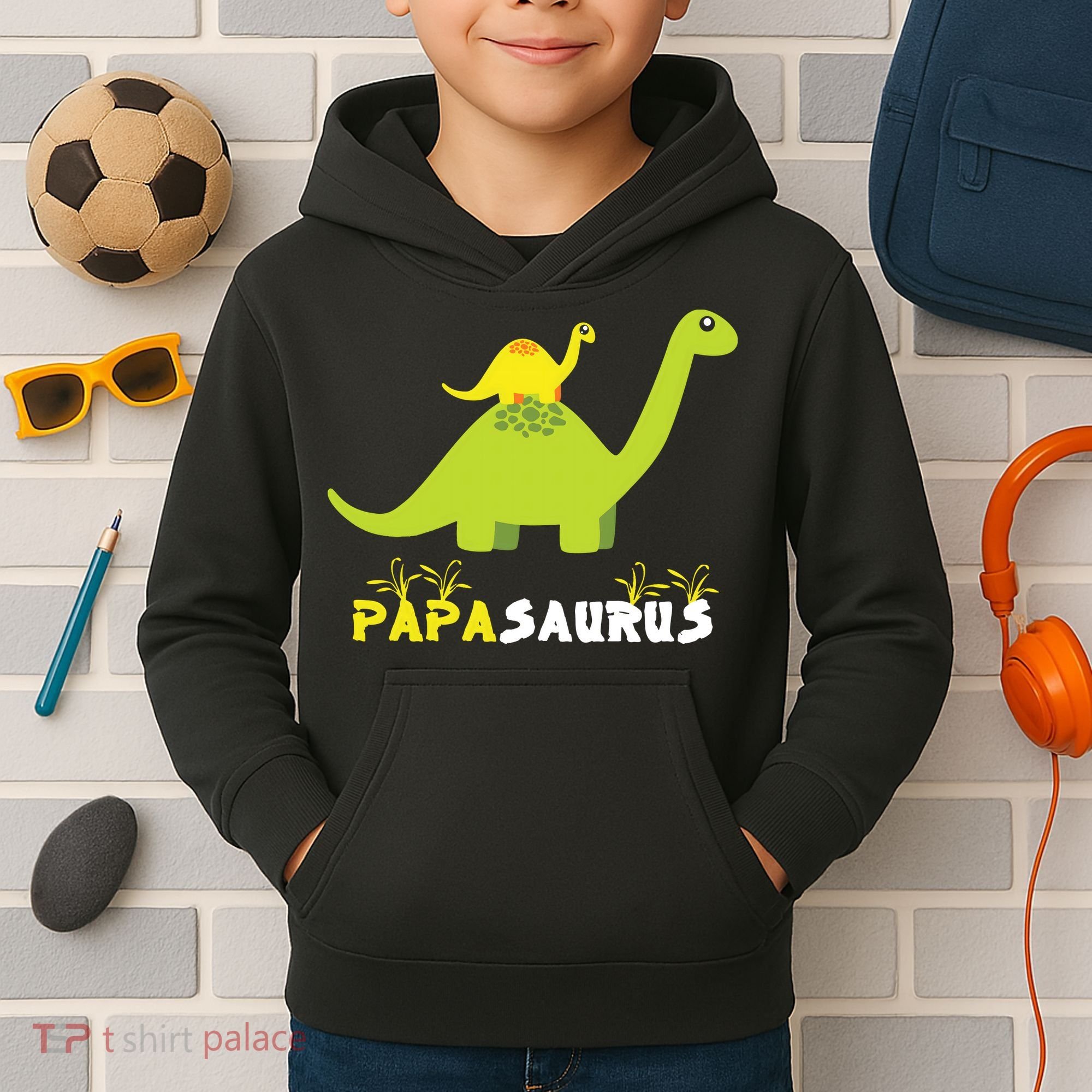 Papasaurus Funny Dinosaur Dad Papa Saurus Father's Day Kids Hoodie