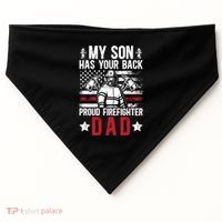 Proud Firefighter Dad Of A Firefighter Father Fire Dad Meaningful Gift USA-Made Doggie Bandana thumb 0