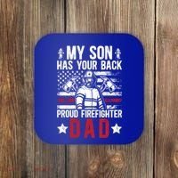 Proud Firefighter Dad Of A Firefighter Father Fire Dad Meaningful Gift Coaster thumb 0