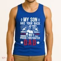 Proud Firefighter Dad Of A Firefighter Father Fire Dad Meaningful Gift Tank Top thumb 3