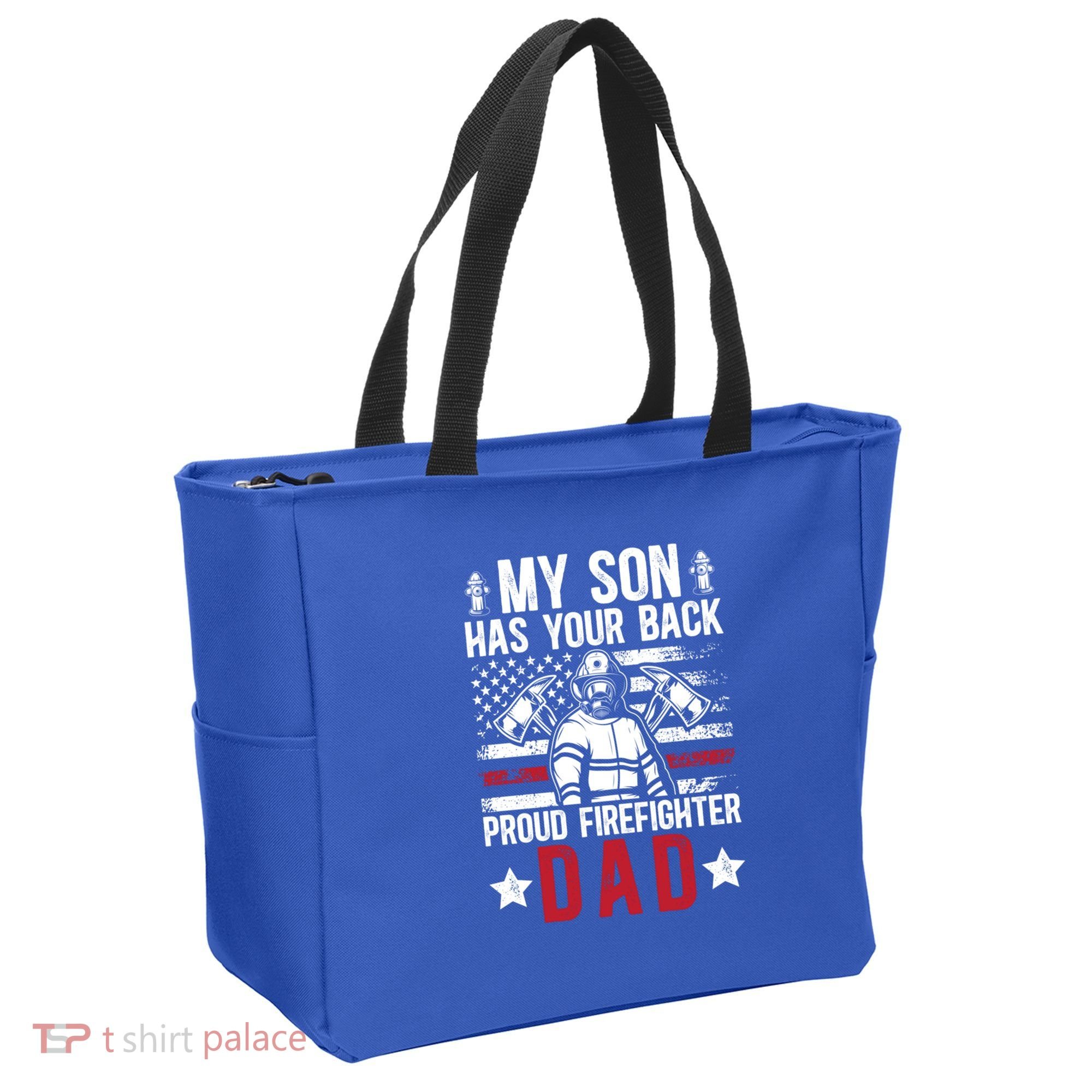 Proud Firefighter Dad Of A Firefighter Father Fire Dad Meaningful Gift Tote Bag