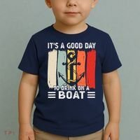 Pontoon Funny Drinking ItS A Good Day To Drink On A Boat Toddler T-Shirt thumb 2