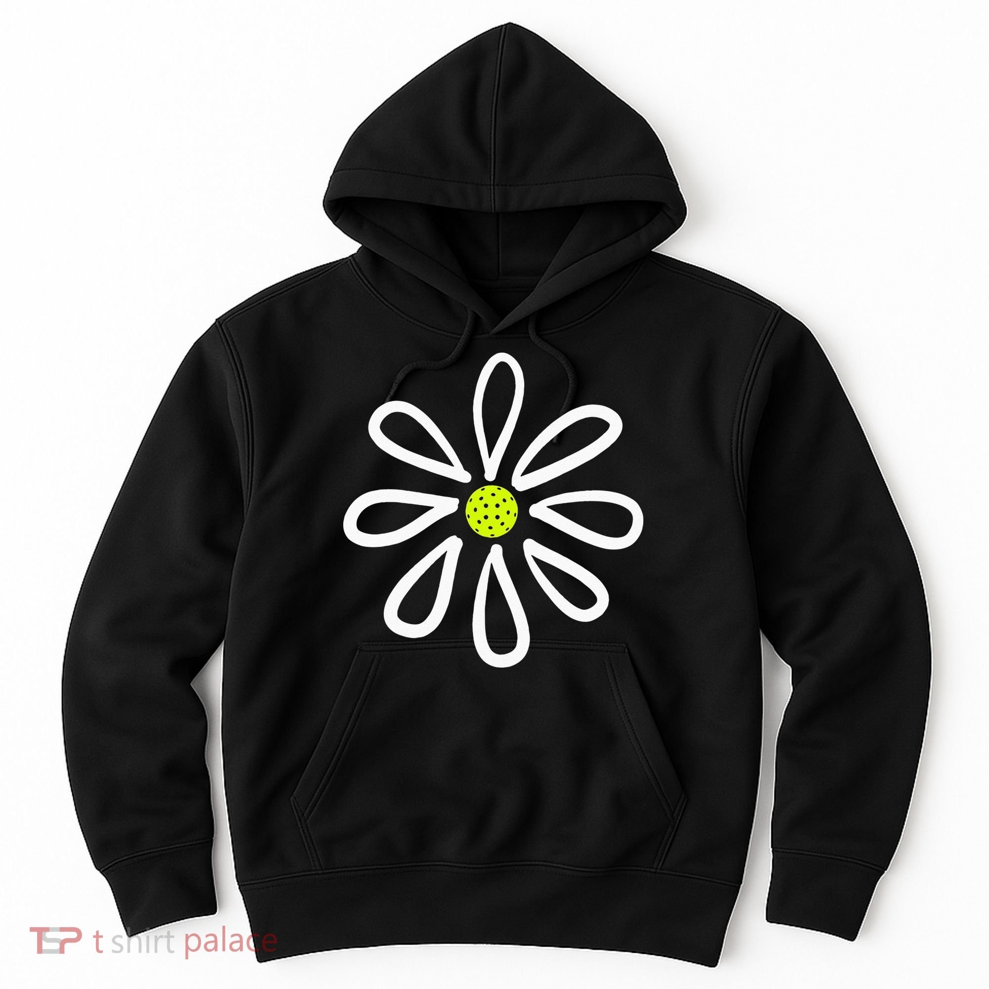Pickleball Flower Daisy Pickleball Center Hoodie