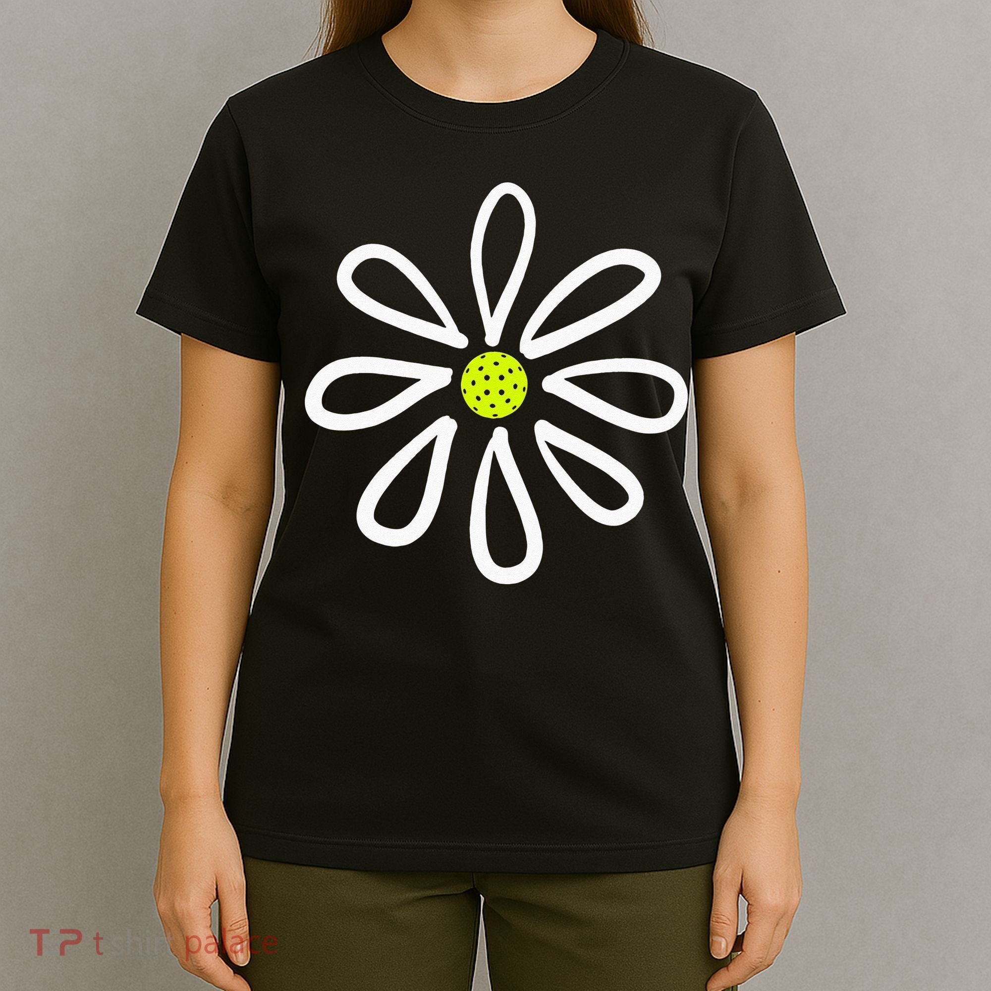 Pickleball Flower Daisy Pickleball Center T-Shirt
