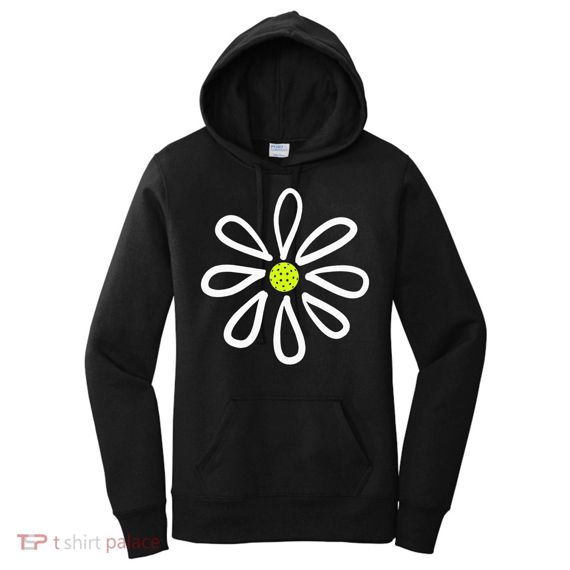 Pickleball Flower Daisy Pickleball Center Women's Hoodie