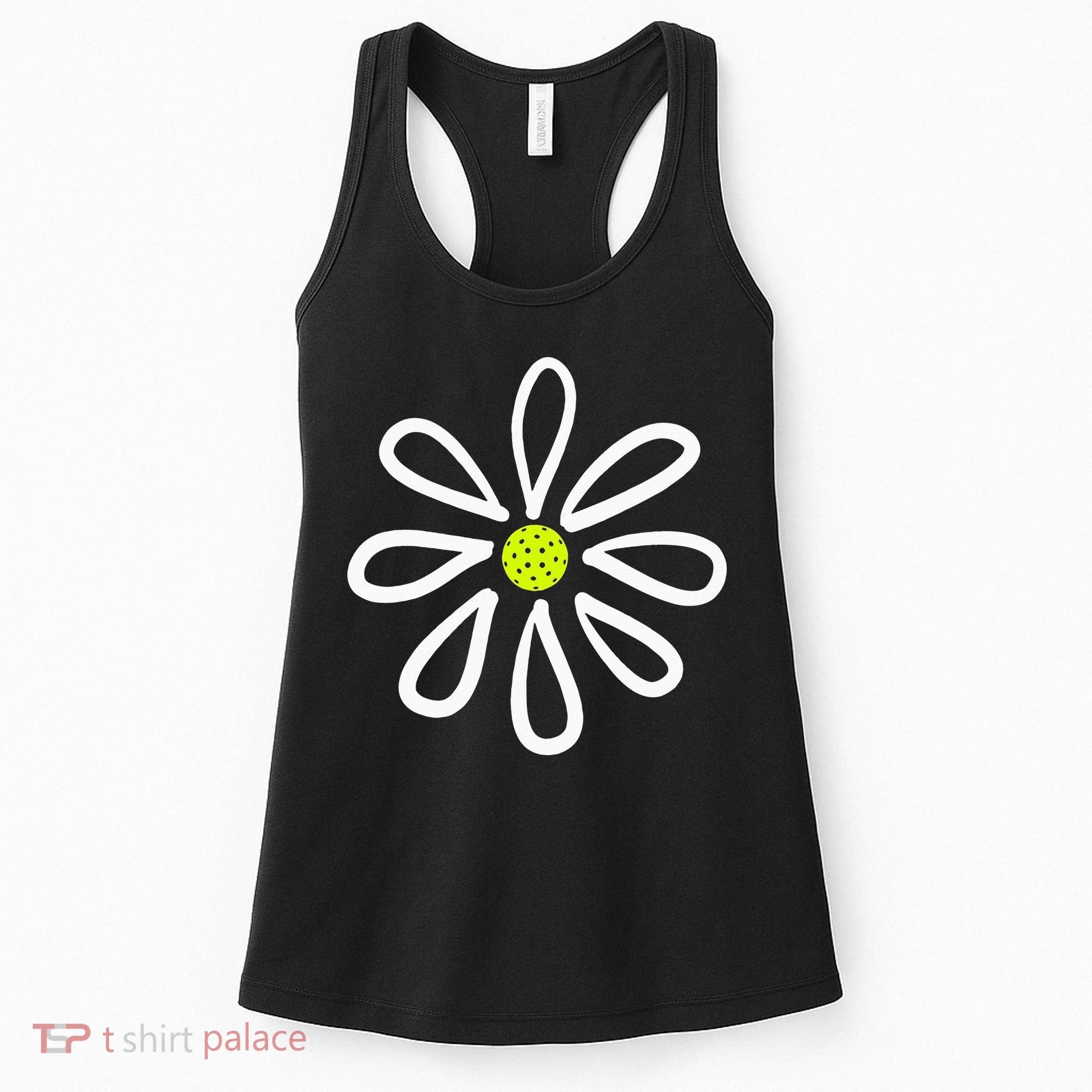 Pickleball Flower Daisy Pickleball Center Women's Tank Top
