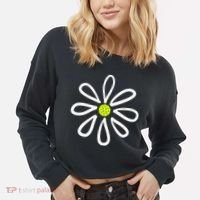 Pickleball Flower Daisy Pickleball Center Cropped Pullover Crew thumb 2