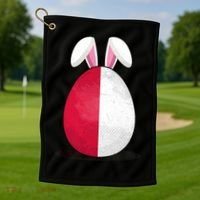 Poland Flag Egg Bunny Ears Polish Easter Sunday Great Gift Golf Towel thumb 1