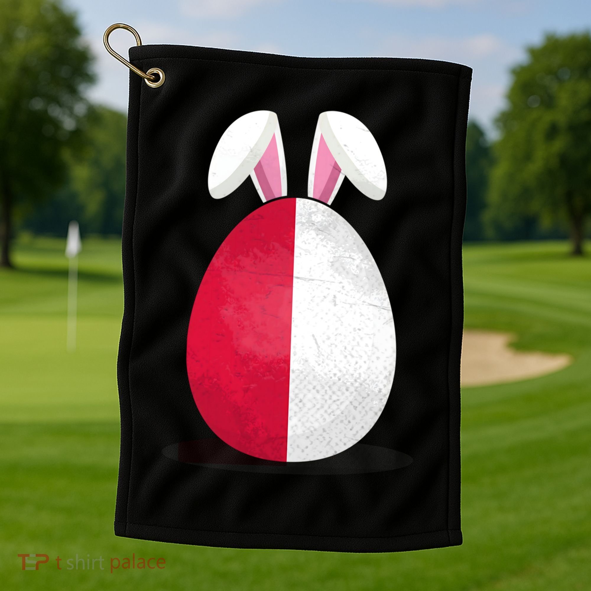 Poland Flag Egg Bunny Ears Polish Easter Sunday Great Gift Golf Towel