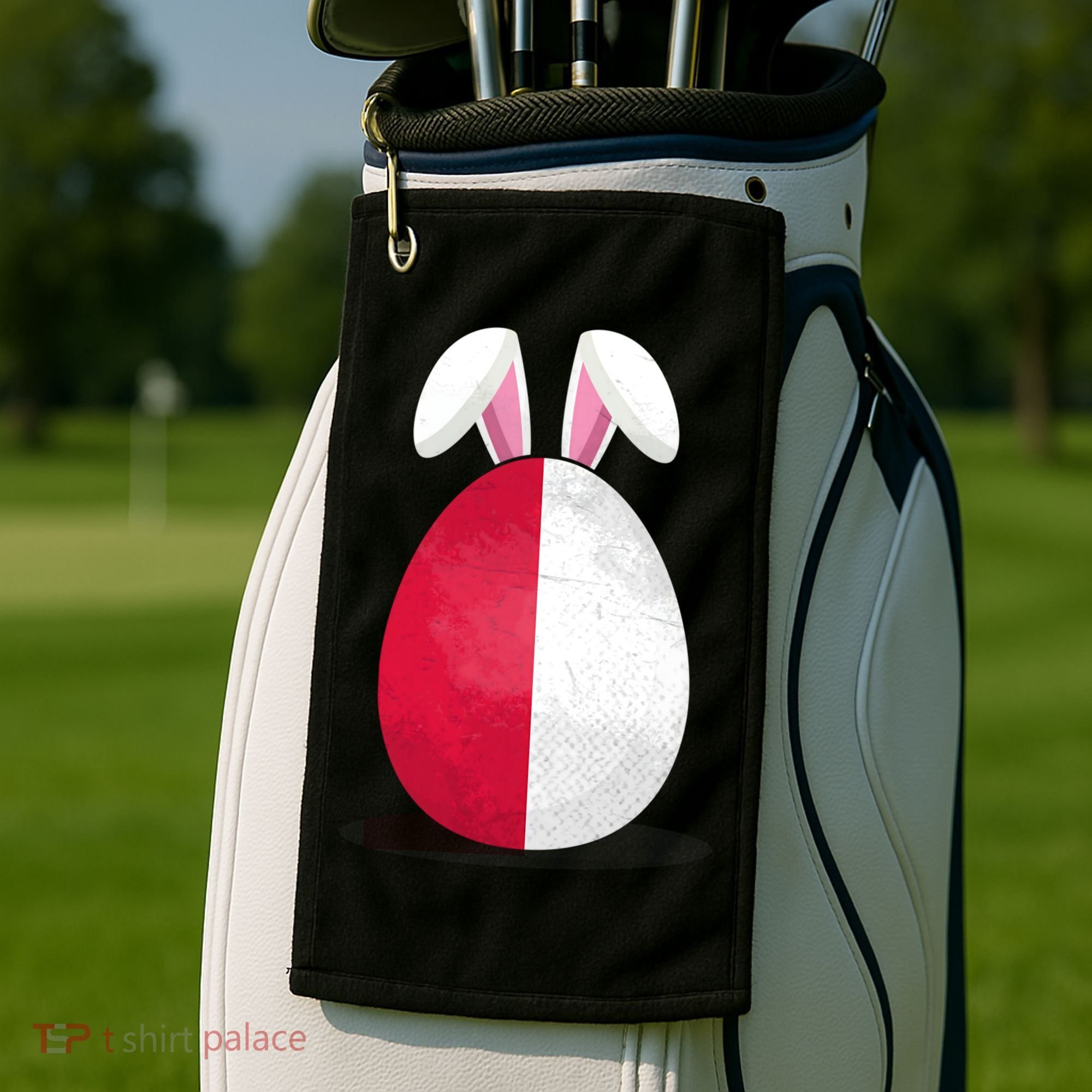 Poland Flag Egg Bunny Ears Polish Easter Sunday Great Gift Golf Towel