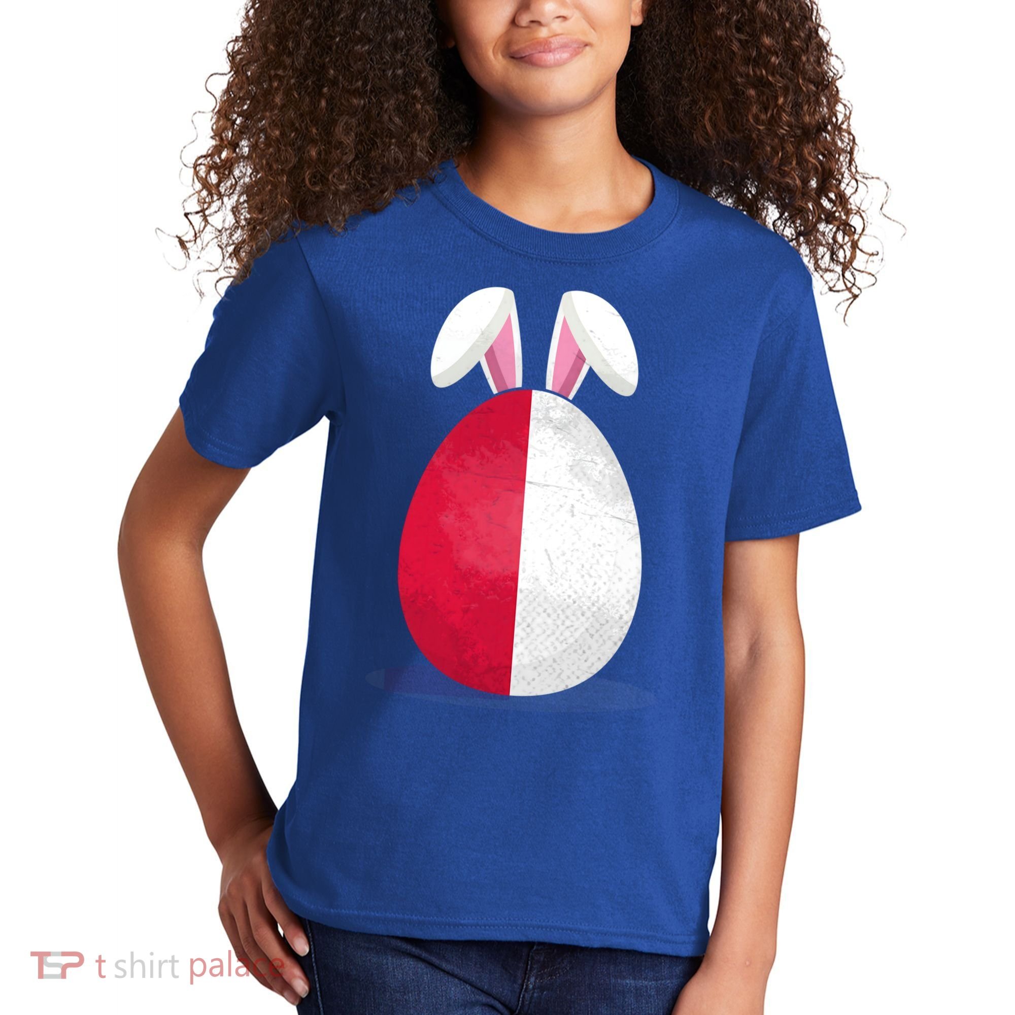 Poland Flag Egg Bunny Ears Polish Easter Sunday Great Gift Kids T-Shirt